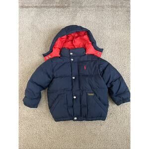 Polo Ralph Lauren Jacket Toddler 3T Blue Down Puffer Hooded Winter